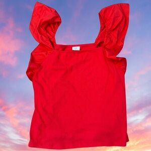 A New Day Bright Red Coral Ruffle Tank Size XL